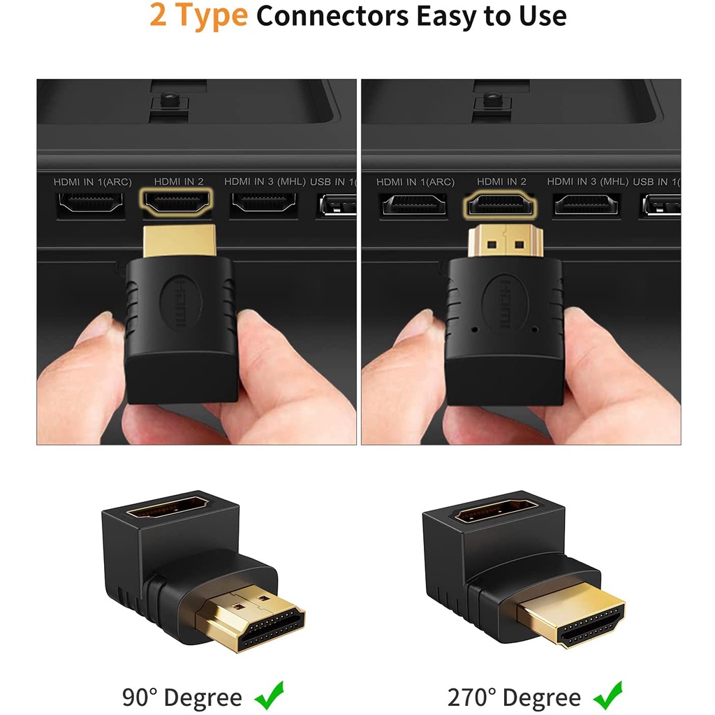 HDMI to HDMI M F 90 Degree 270 Degree Converter Adapter 02