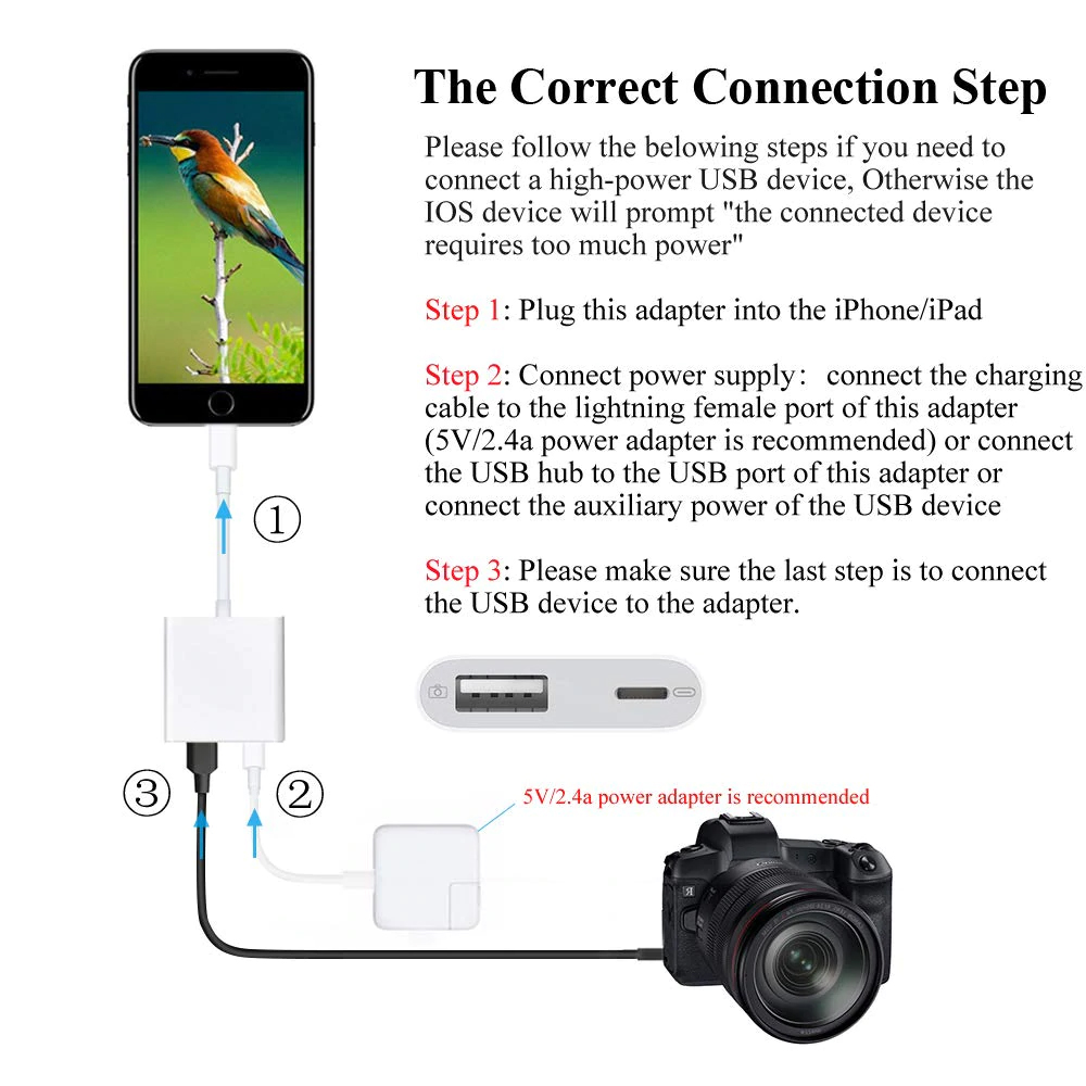 Lightning to USB 3 Camera Reader and Lighting Charging PD 04