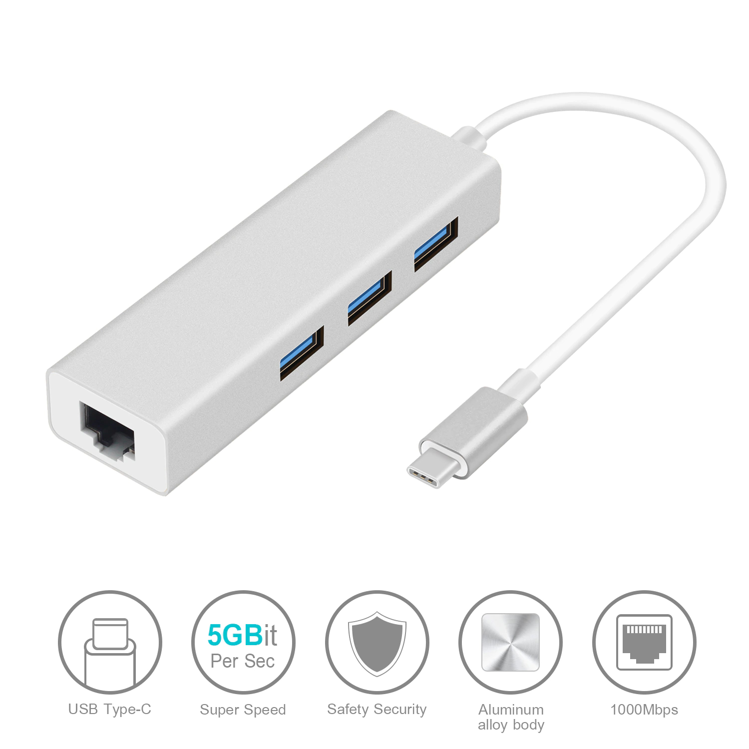 Type C to RJ45 and 3 Port USB 02