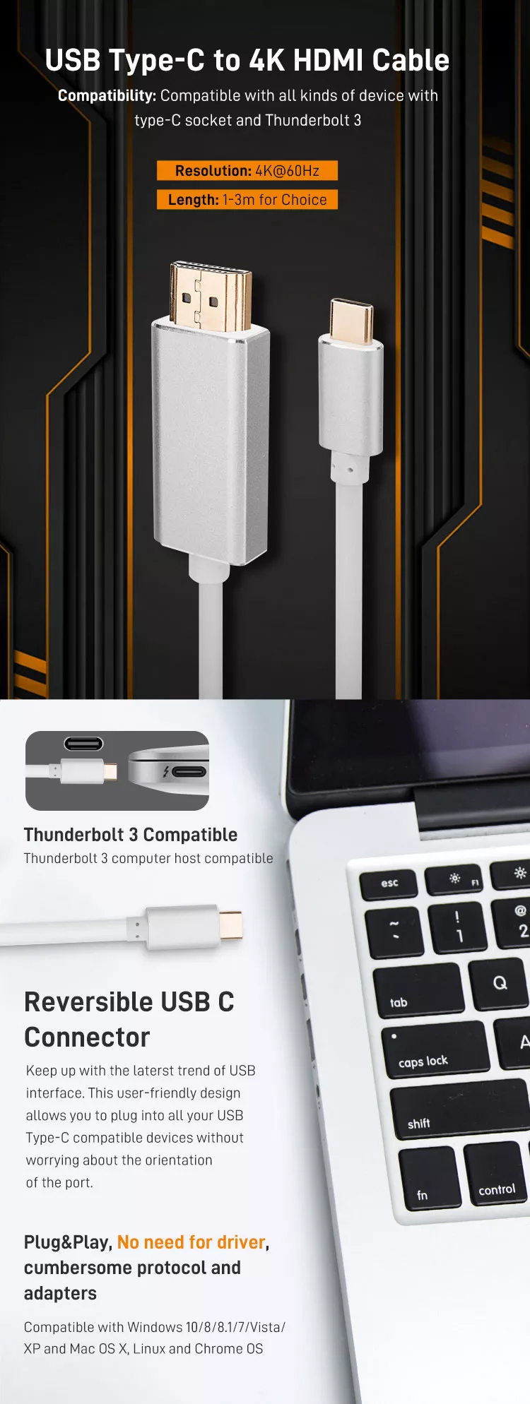 USB C to HDMI Cable 00a