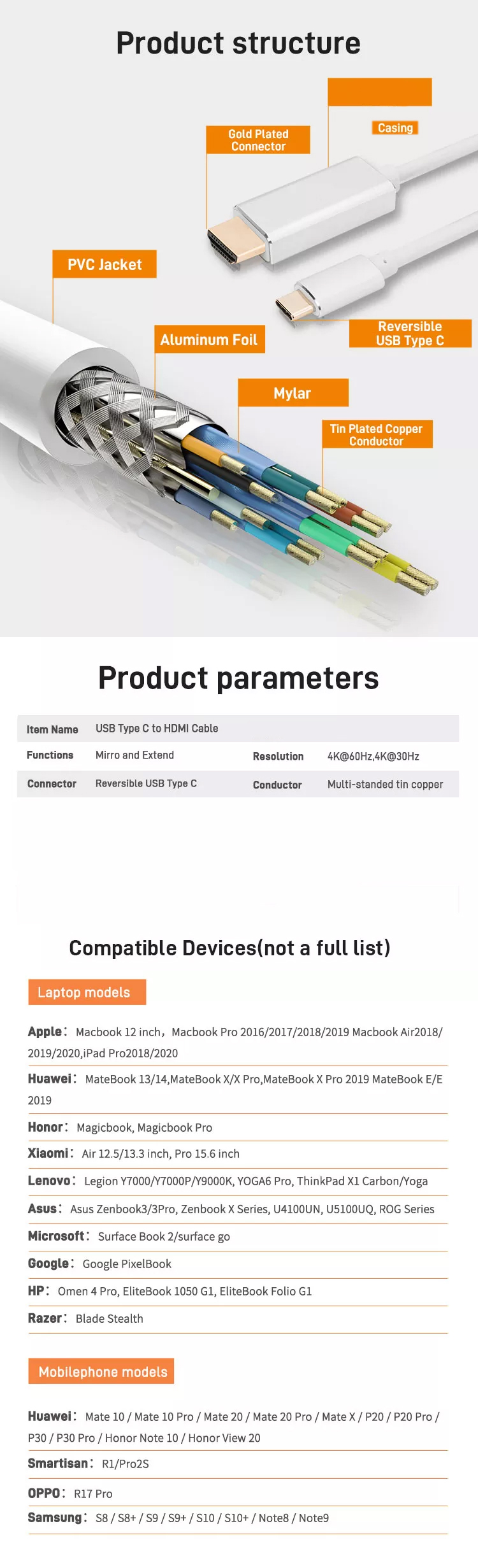 USB C to HDMI Cable 00d1