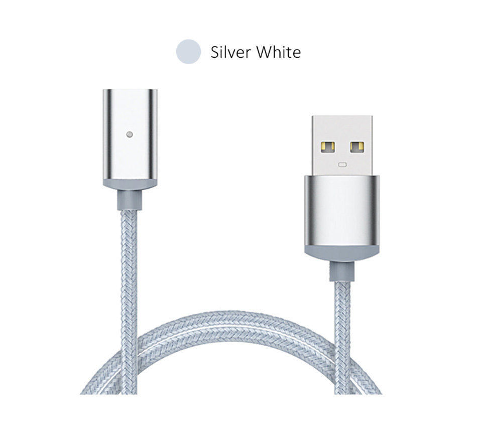 Magnetic USB Cable Silver White