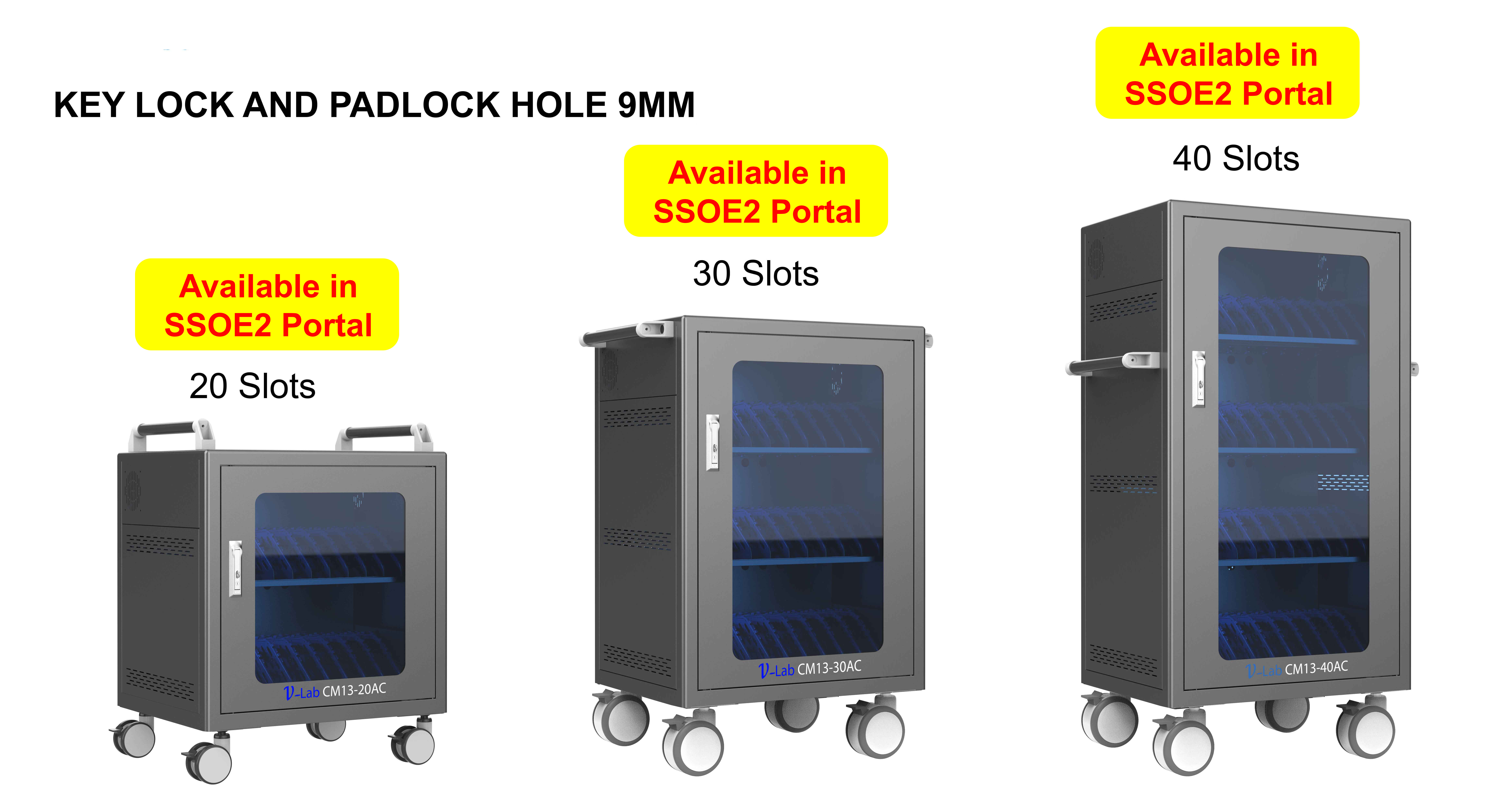 V-Lab CM13 Series: AC Outlets Charge Laptops, Chromebooks, Notebooks, Tablets & Macbooks. Mobile Push Cart with Key Lock and Padlock Hole, Smart Timer and UV Disinfection