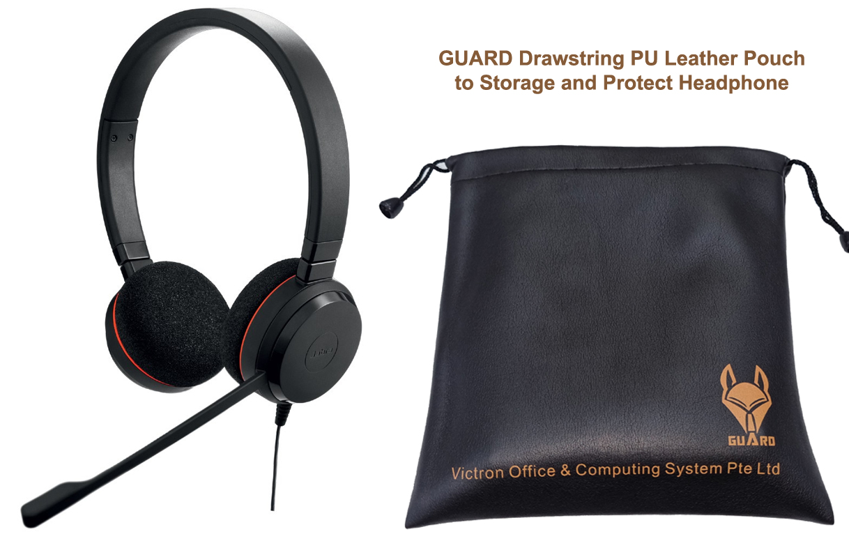 Jabra Evolve 20 with GUARD Drawstring PU Leather Pouch