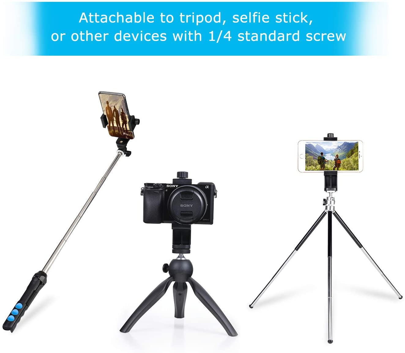 Universal Phone Clamp Holder Mount Attachment for Tripod 07