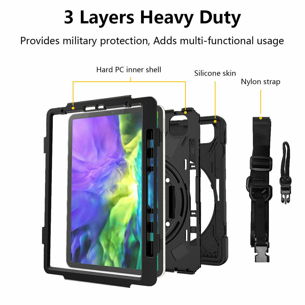 Armour Silicon Case with Kick Stand Body Sling Hand Grip Strap Pencil Holder 02
