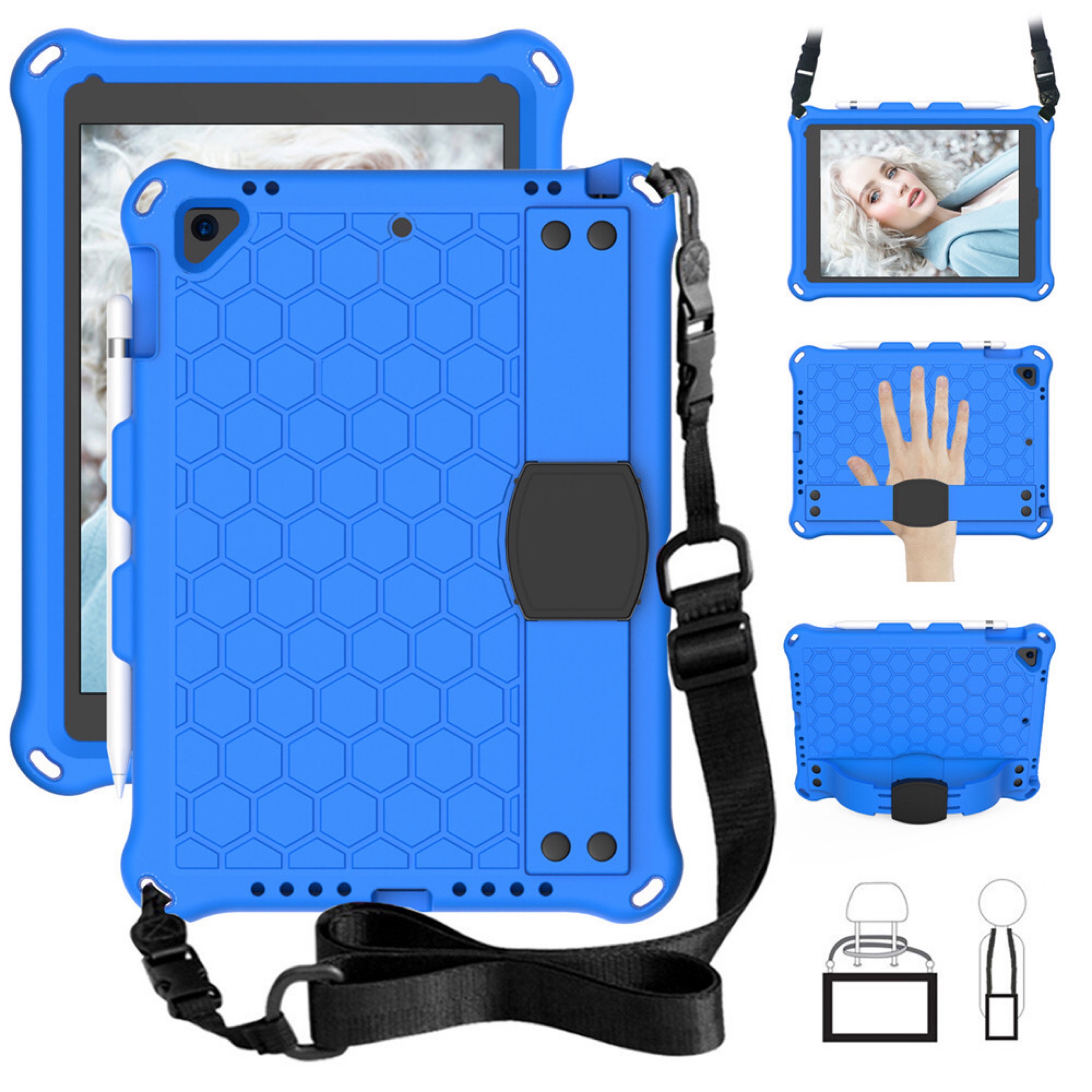 Shockproof Rugged Armour Silicon Case with Pencil Holder Body Sling and Hand Grip Holder 09