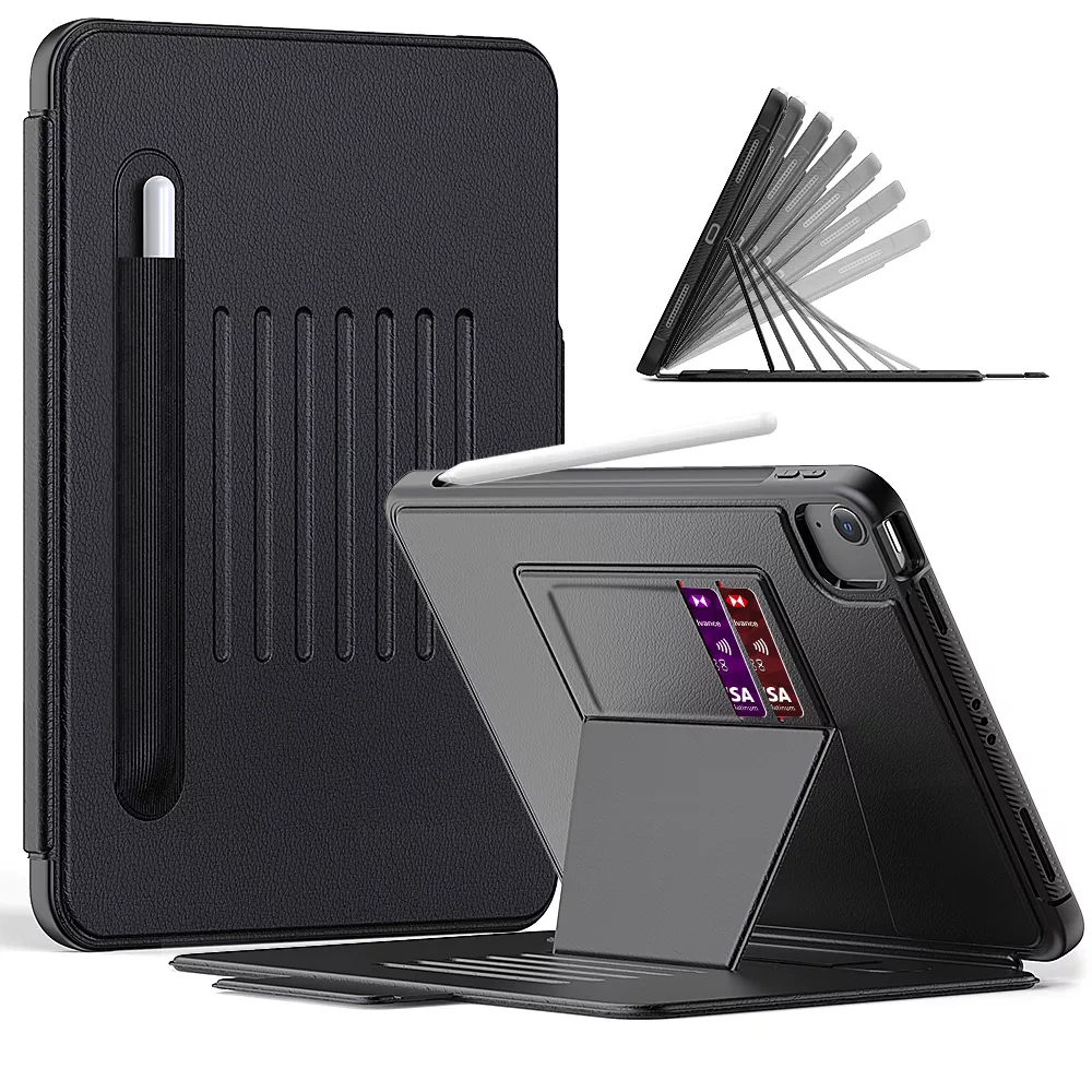 Shockproof Rugged Armour PU Leather Flip Smart Cover with Kickstand and Card Slot 06