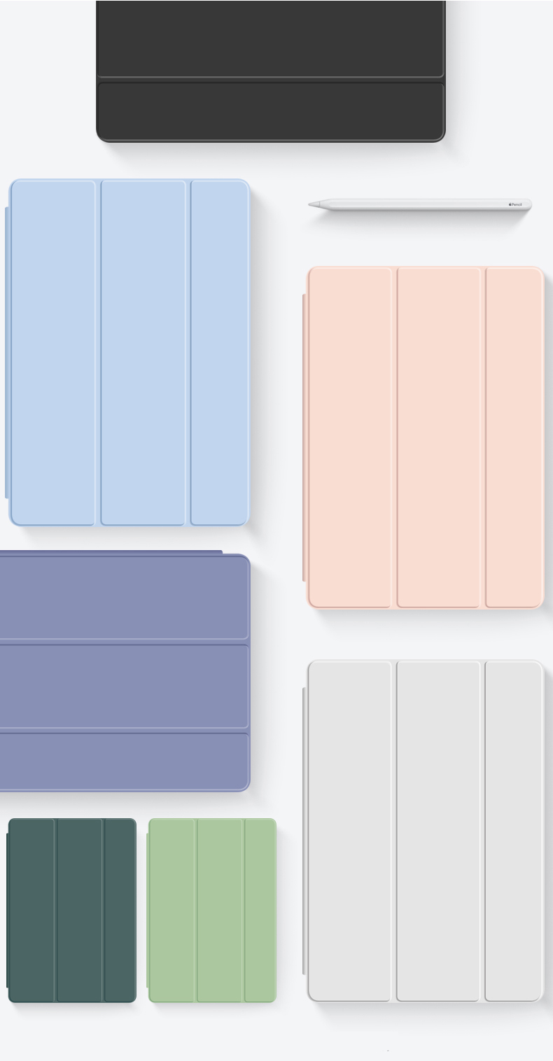 Tri Fold PU Leather Flip Cover with Soft TPU Transparent Clear Case and Pencil Holder 03