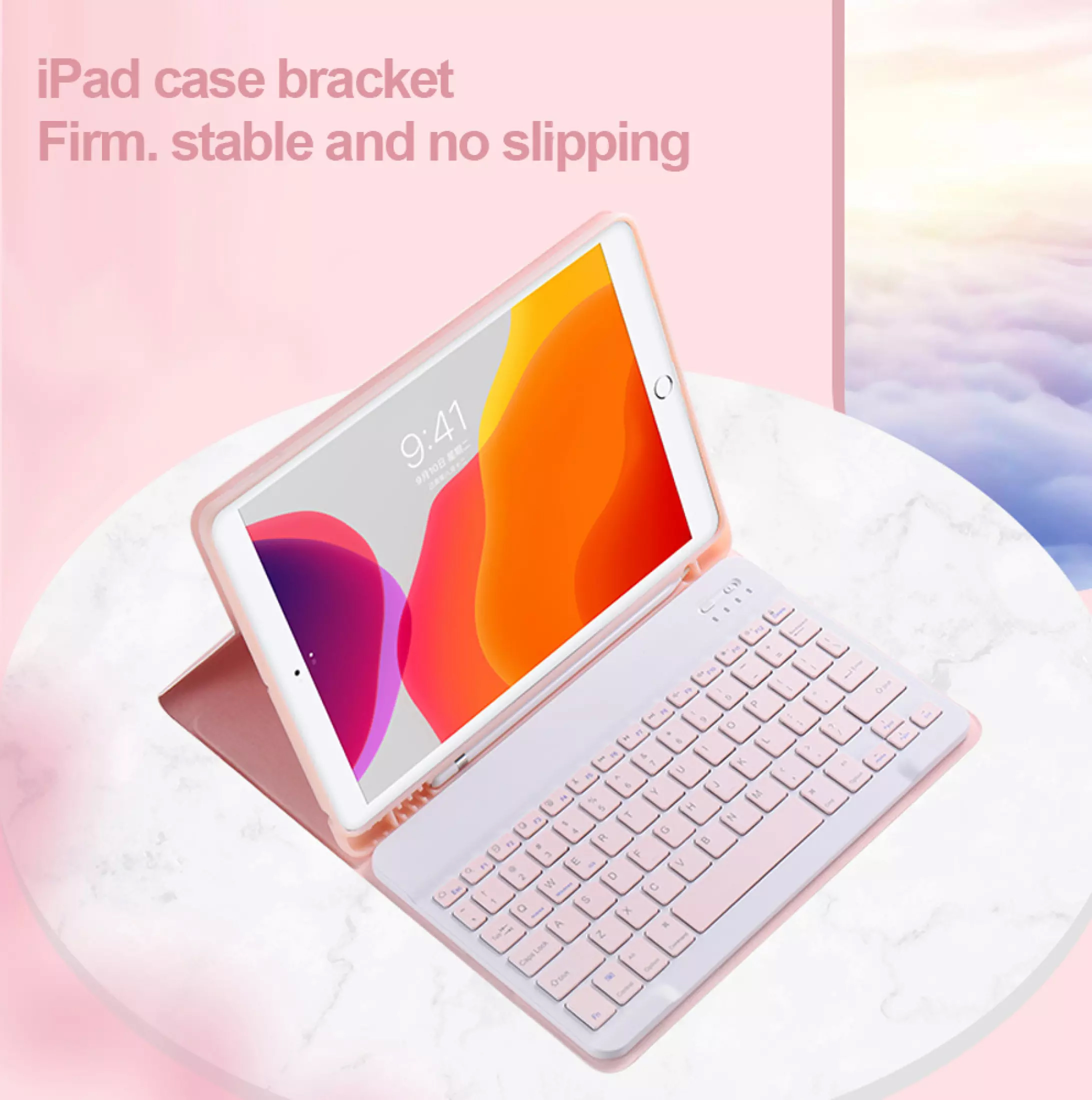 Detachable Bluetooth Keyboard with Honeycomb Case and Pencil Holder for iPad 05