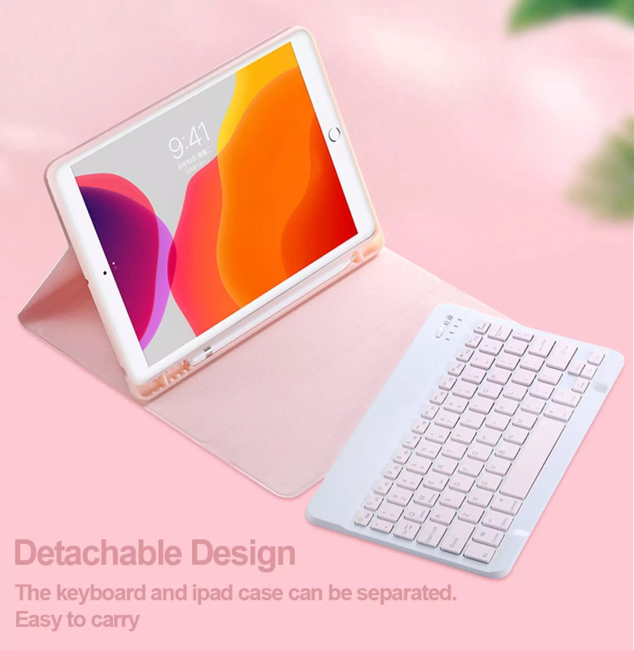 Detachable Bluetooth Keyboard with Honeycomb Case and Pencil Holder for iPad 08