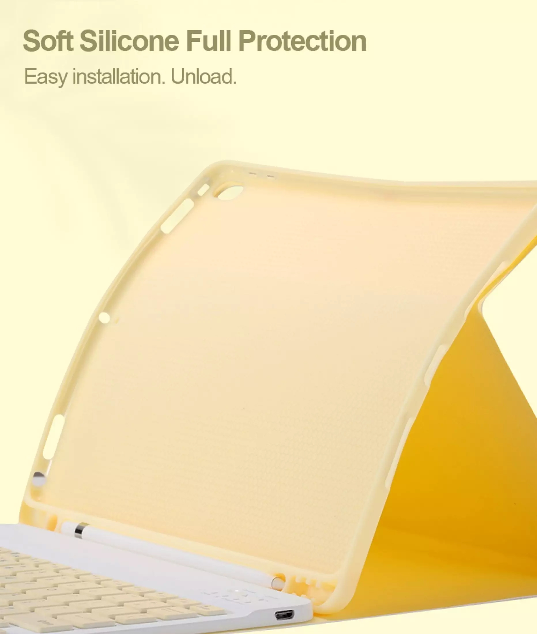Detachable Bluetooth Keyboard with Honeycomb Case and Pencil Holder for iPad 09